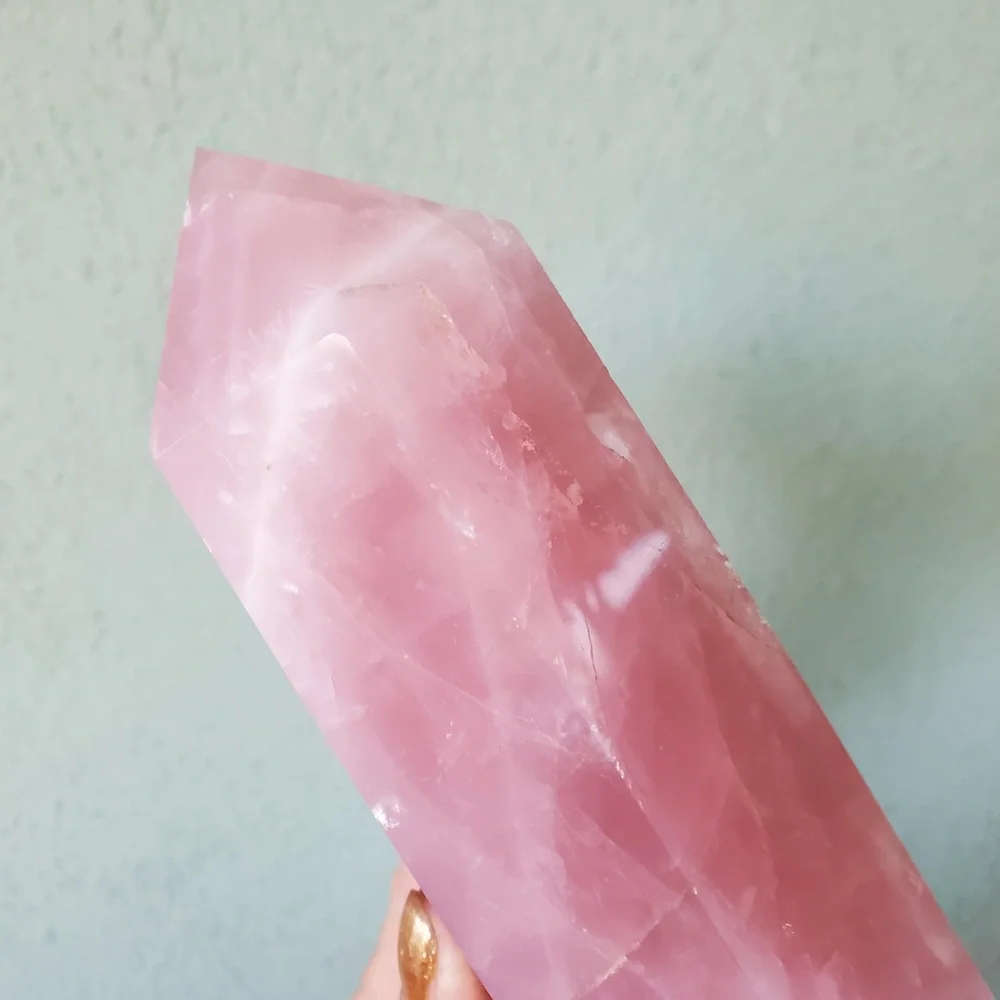 Rose Quartz Deep Dark Pink Flashy Crystal Large Tower 868 grams